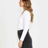 Clothing Sass Clothing | Elaine V-Neck Long Sleeve Top White