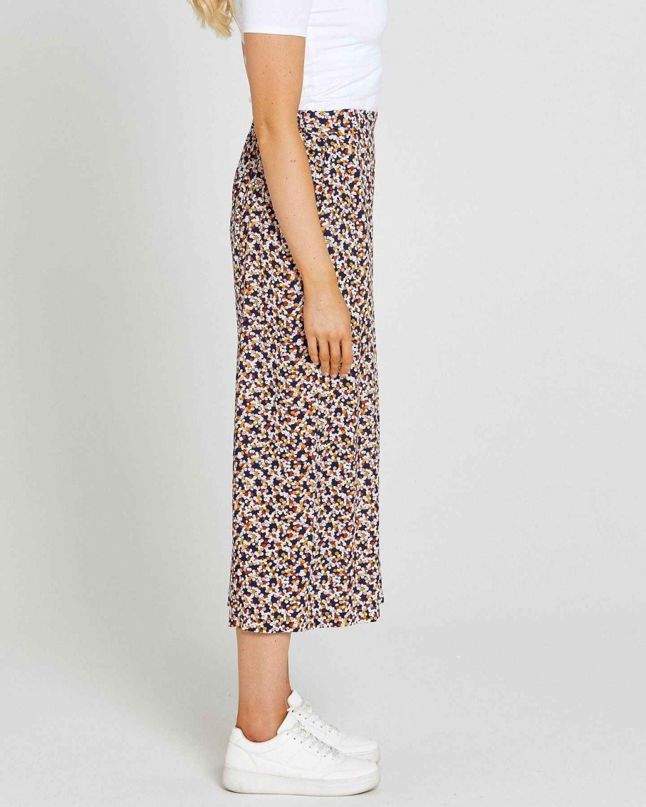 Clothing Sass Clothing | Isobelle Wide Leg Pant Navy Floral Ditsy