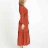 Clothing Sass Clothing | Brigitte Balloon Sleeve Maxi Dress Chestnut