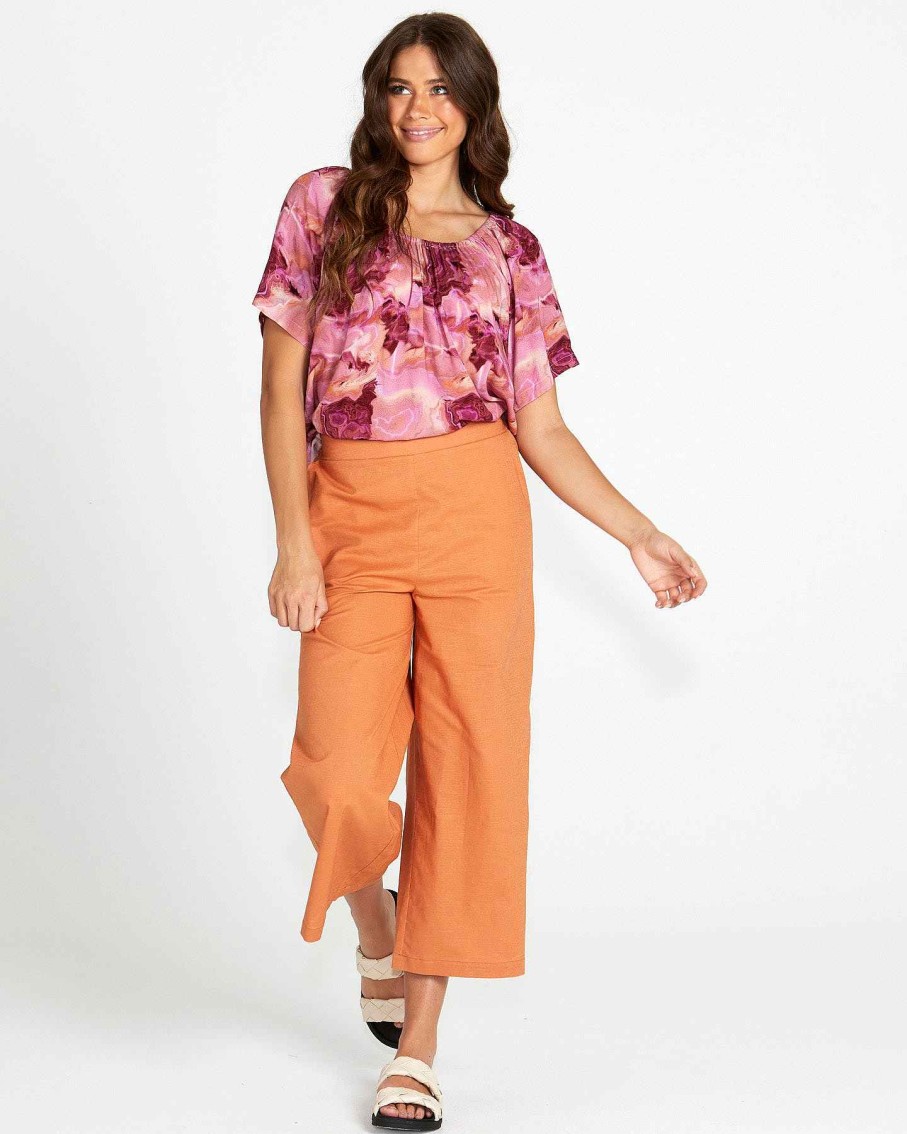 Clothing Sass Clothing | Remy Off Shoulder Top Berry Marble