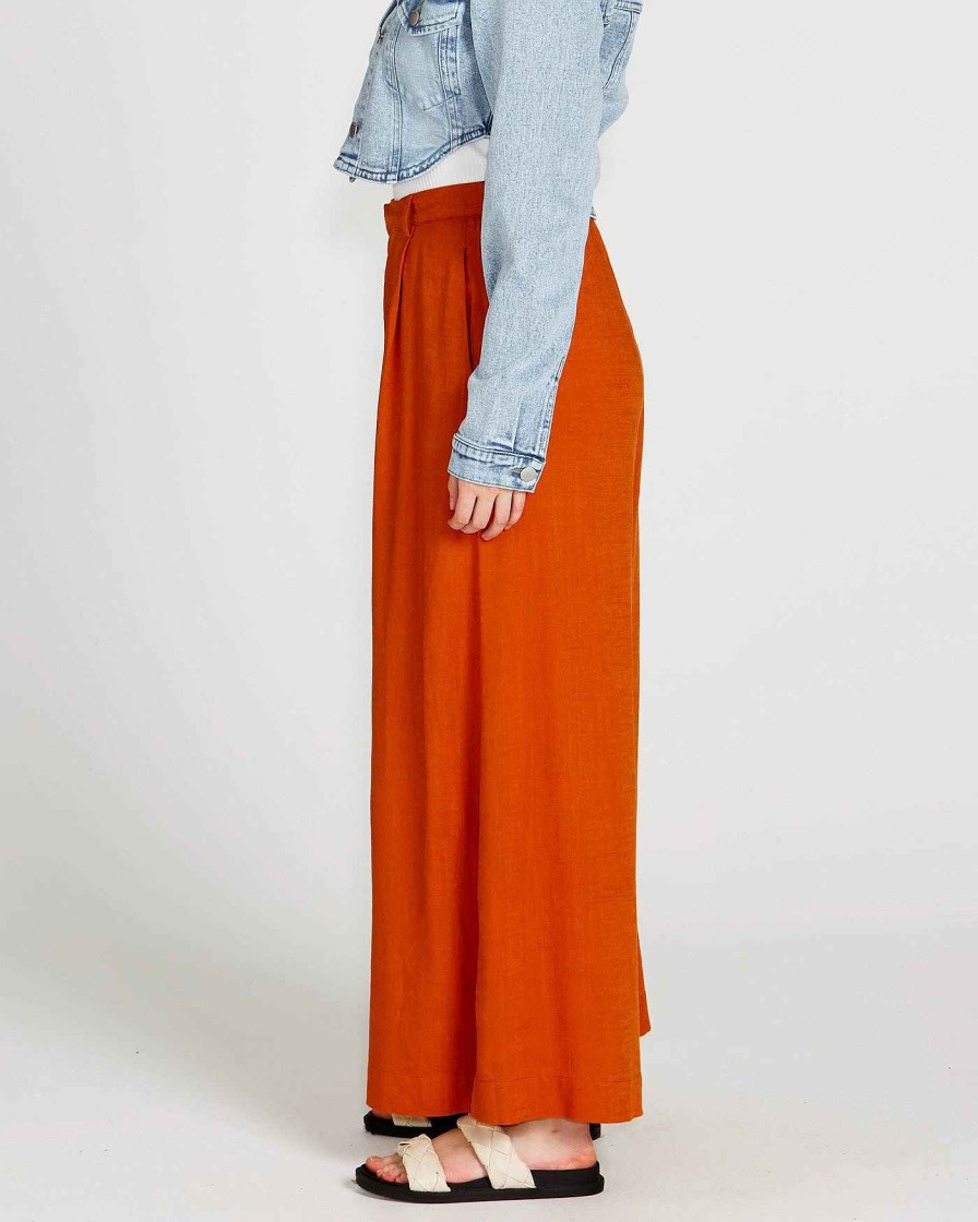 Clothing Sass Clothing | Francesca Wide Leg Pant Rust