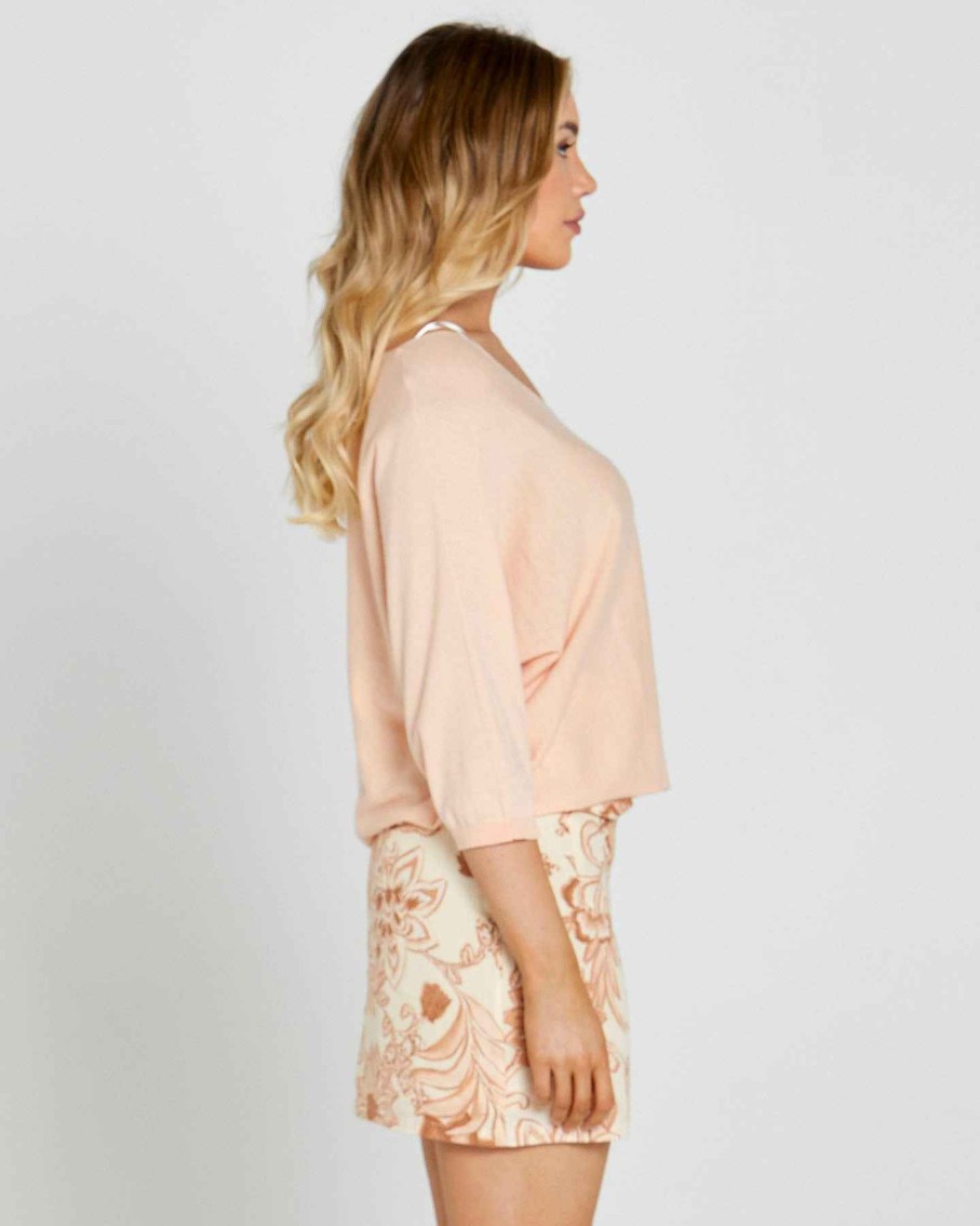 Clothing Sass Clothing | Donna Knit Top Peach