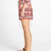 Clothing Sass Clothing | Dawn Drawstring High Waisted Boho Short Print In Orange/Pink Batik Paisley