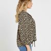 Clothing Sass Clothing | Tegan Shirred Boho Balloon Sleeve Top Black Floral Ditsy