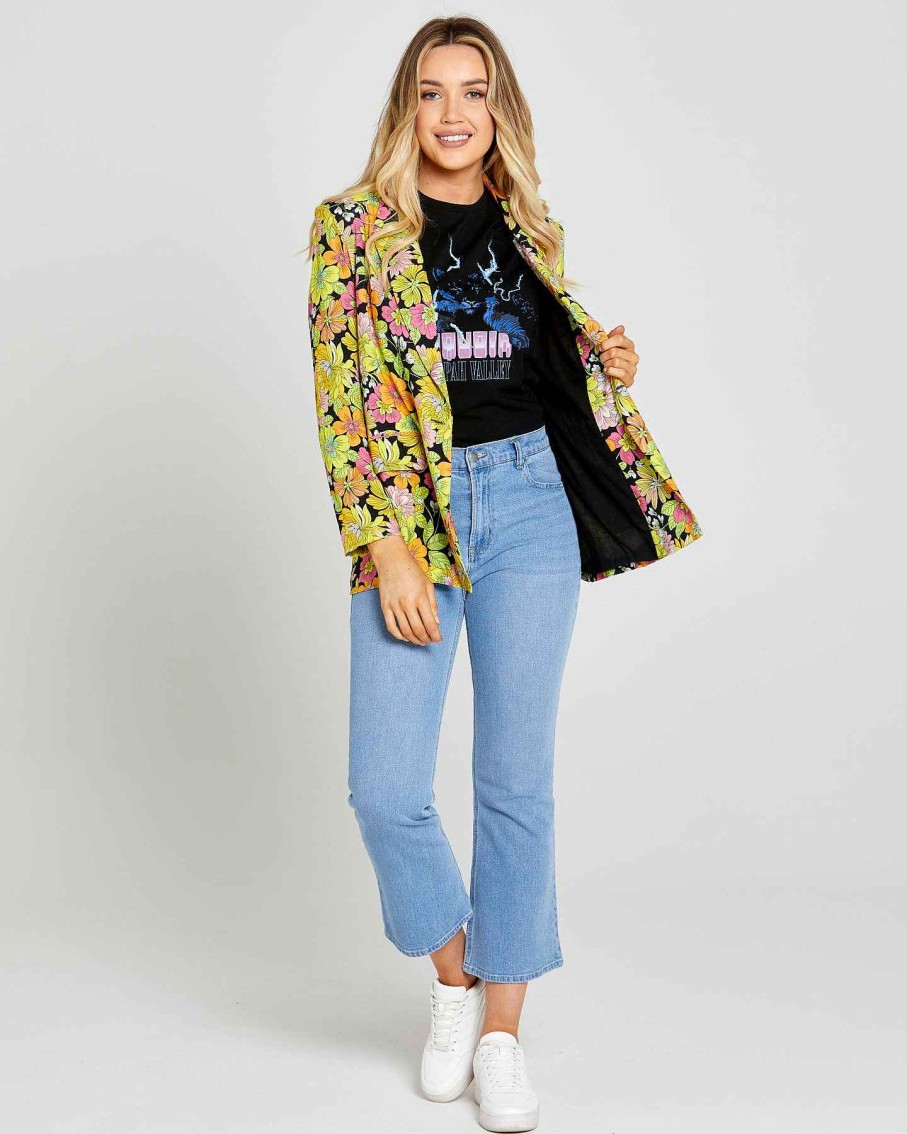 Clothing Sass Clothing | Nicola Printed Blazer Floral Bloom