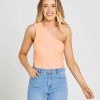 Clothing Sass Clothing | Bec One Shoulder Top Peach