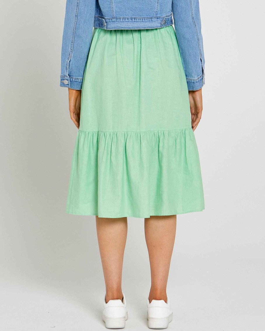 Clothing Sass Clothing | Cassie Frill Hem Skirt Mint