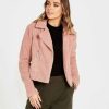 Clothing Sass Clothing | Bea Sherpa Biker Jacket Blush