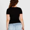 Clothing Sass Clothing | Aubrey Square Neck Short Sleeve Top Black