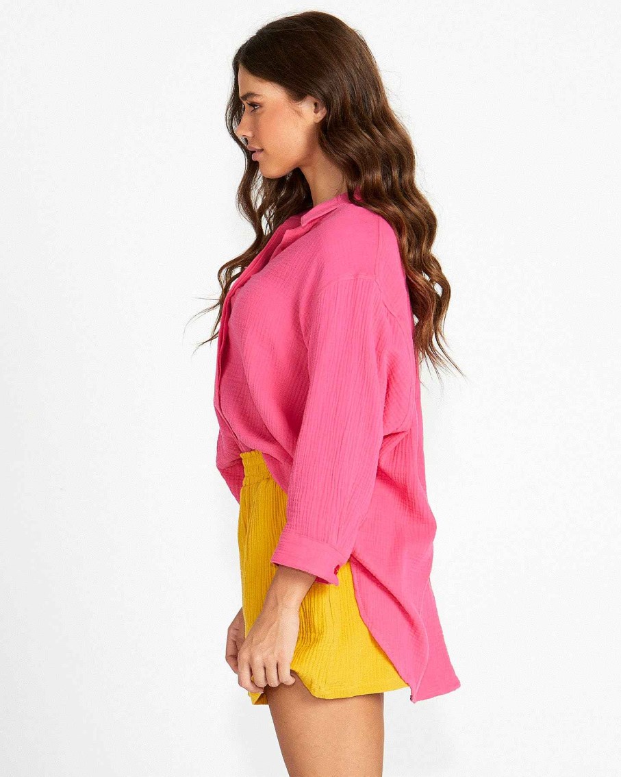 Clothing Sass Clothing | Felix Oversized Shirt Pink