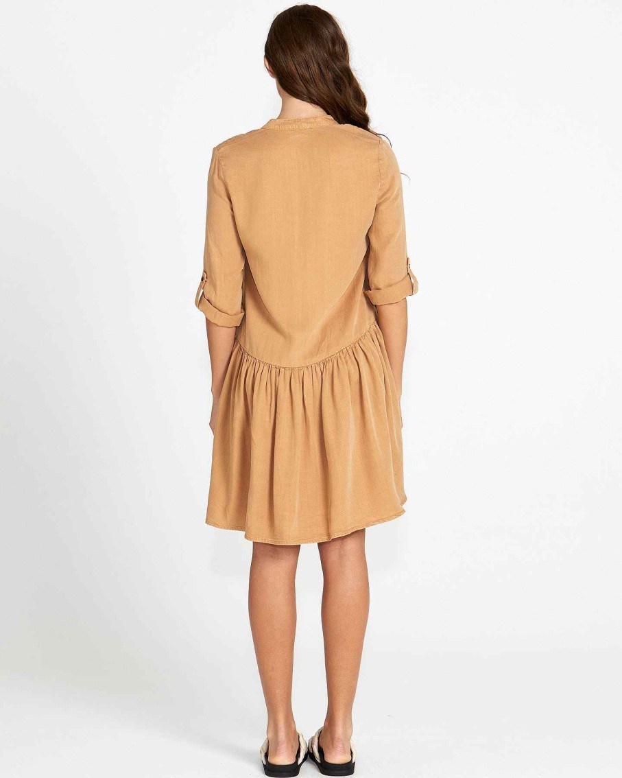 Clothing Sass Clothing | Willow Shirt Dress Tan