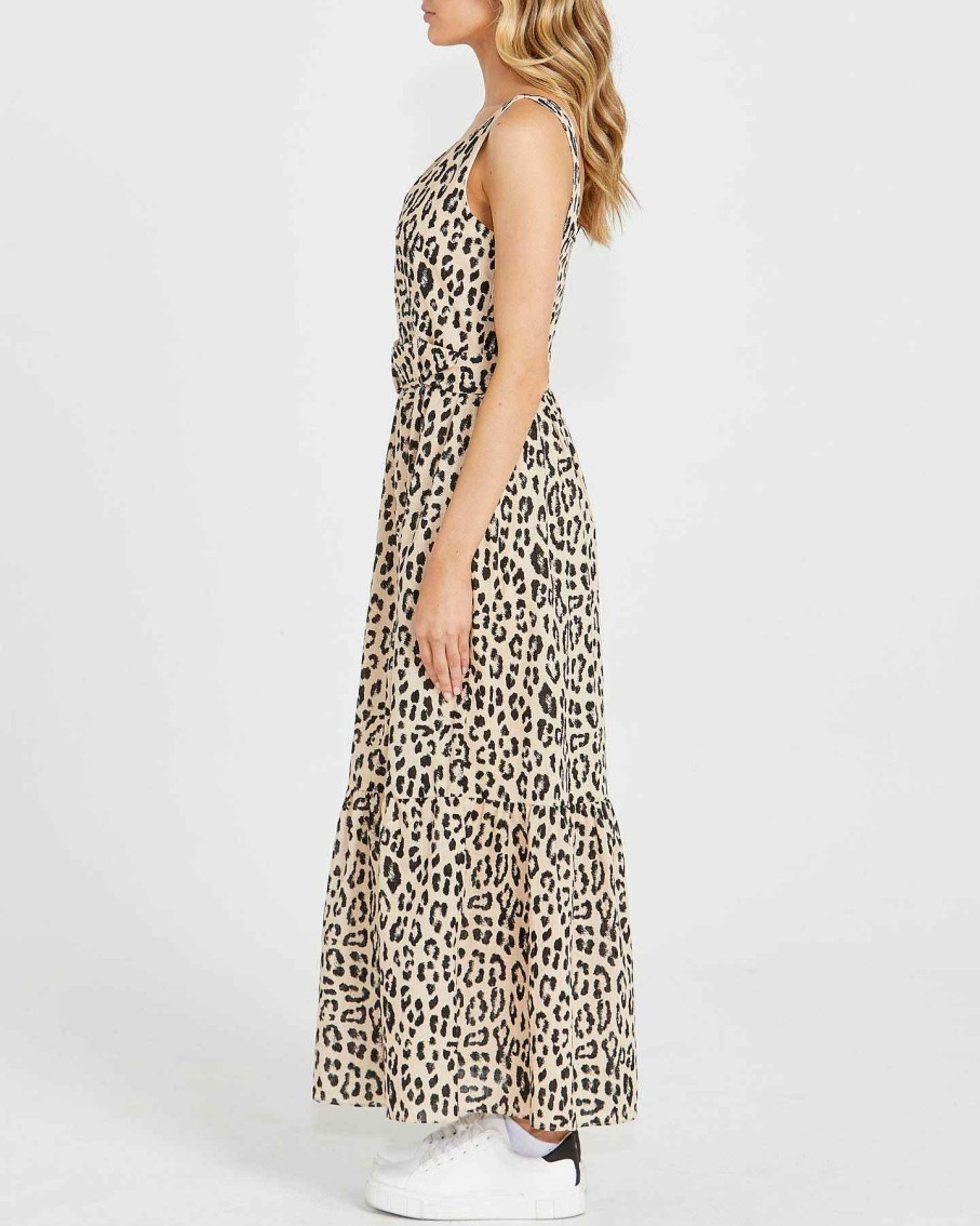 Clothing Sass Clothing | Emelia Sleeveless Midi Dress Animal