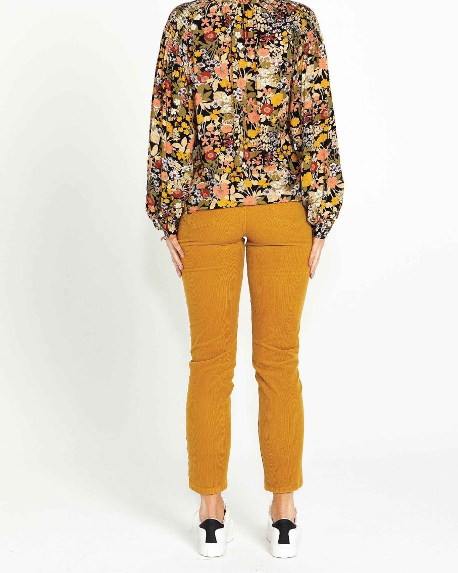 Clothing Sass Clothing | Lilah Skinny Leg Cord Pant Mustard