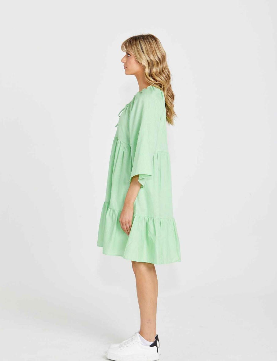 Clothing Sass Clothing | Cassie Kaftan Mini Dress Mint