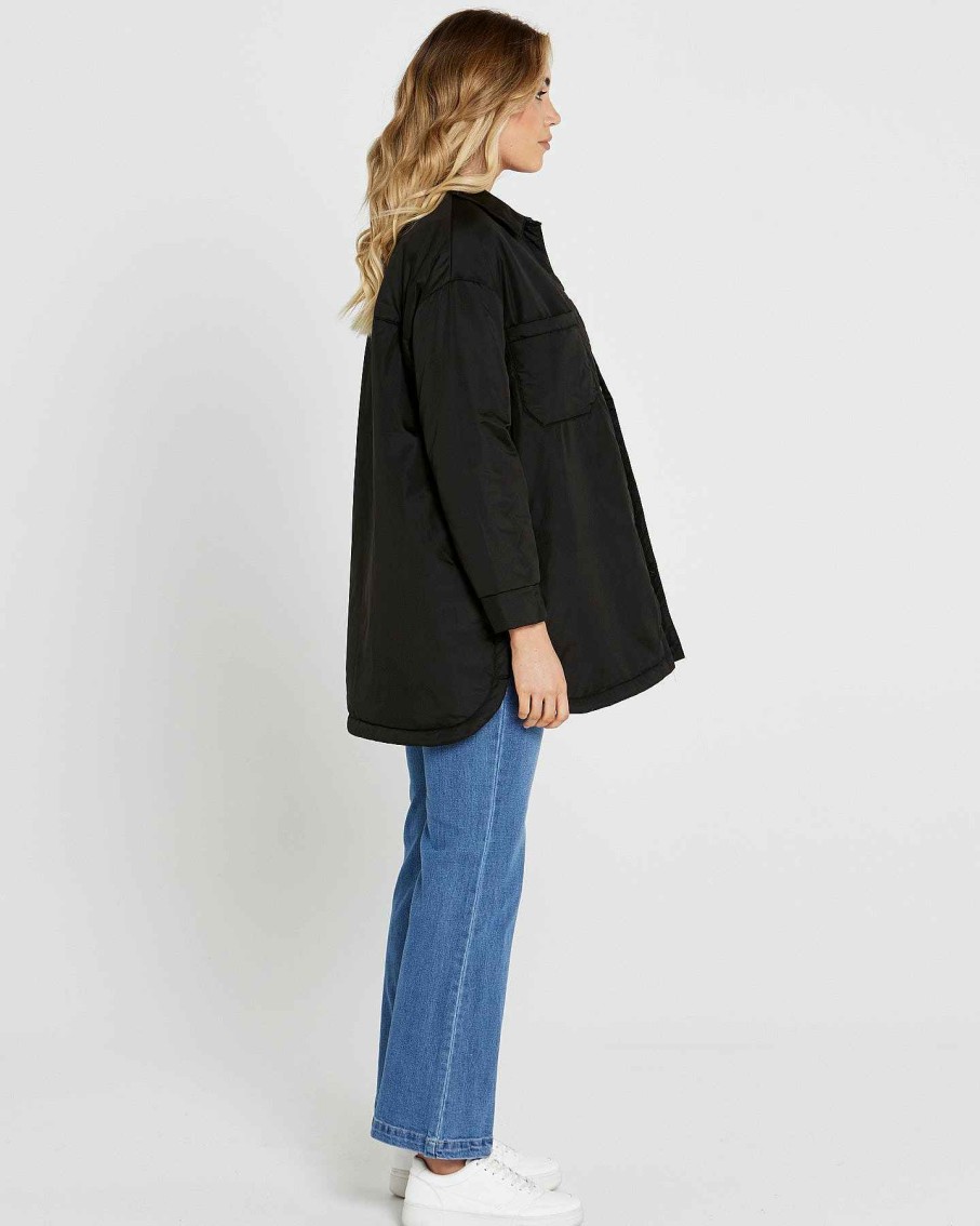 Clothing Sass Clothing | Jamie Oversized Puffer Shacket Black