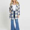 Clothing Sass Clothing | Gracie Check Coat Blue Check