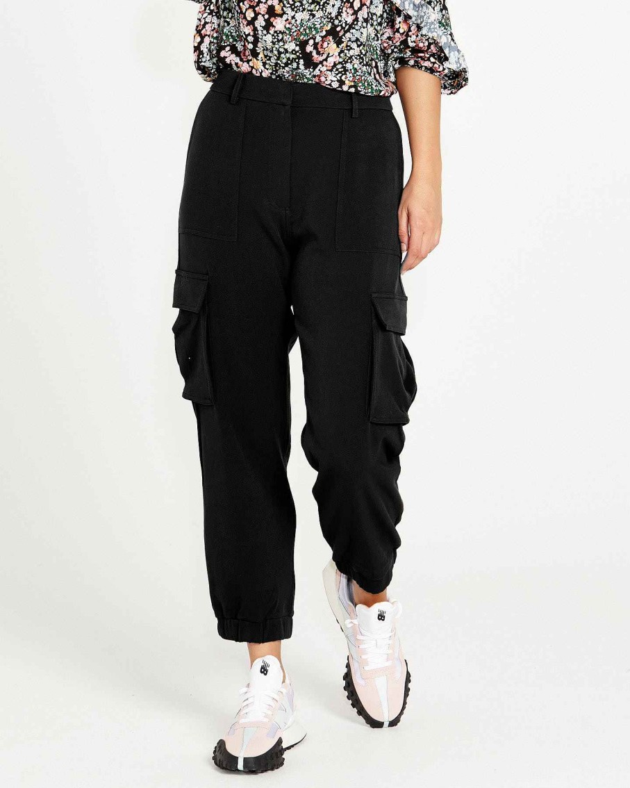 Clothing Sass Clothing | Mischa Cargo Jogger Black