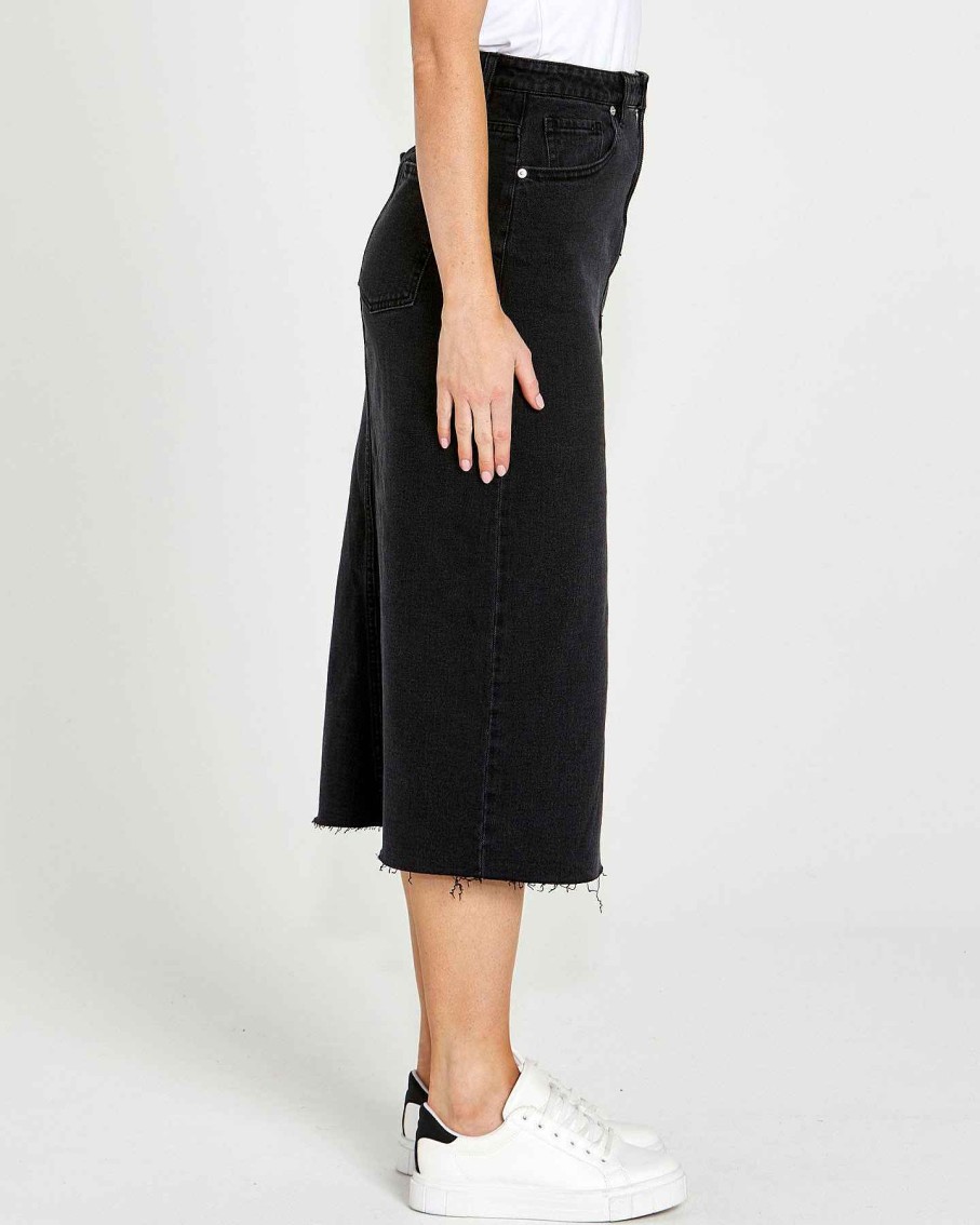 Clothing Sass Clothing | Lottie Denim Midi Skirt 82 Wash