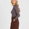 Clothing Sass Clothing | Madeline Lurex Knit Top Charcoal Pink