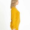 Clothing Sass Clothing | Peggy Side Zip Knit Top Mustard