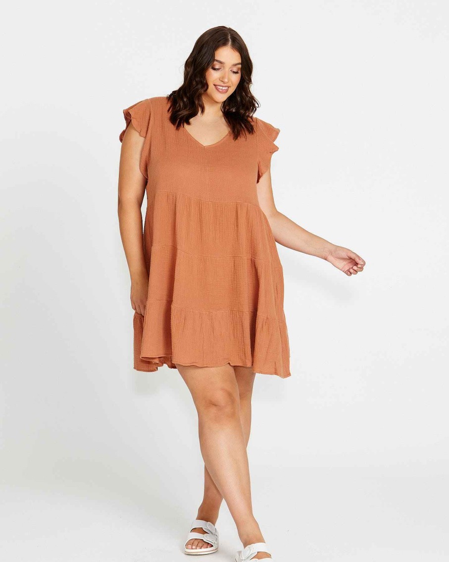 Clothing Sass Clothing | Felix Tiered Mini Dress Mocha