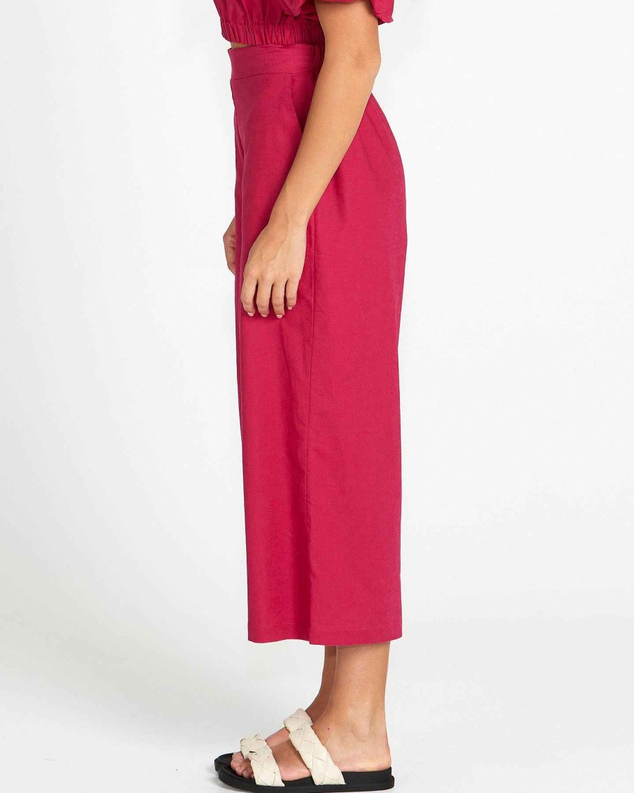 Clothing Sass Clothing | Marnie Relaxed Pant Berry