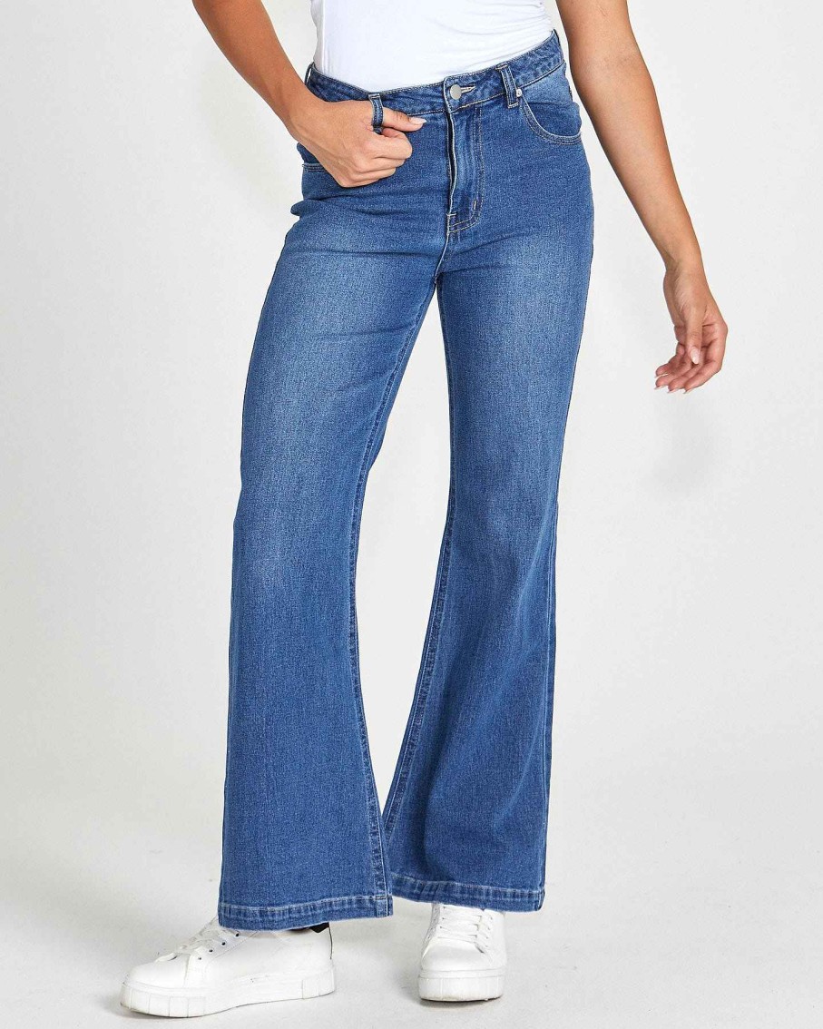 Clothing Sass Clothing | Katie Flare Jean 80 Wash