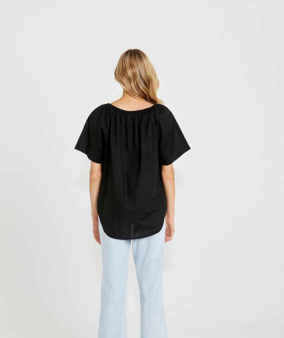 Clothing Sass Clothing | Cassie Off Shoulder Top Black