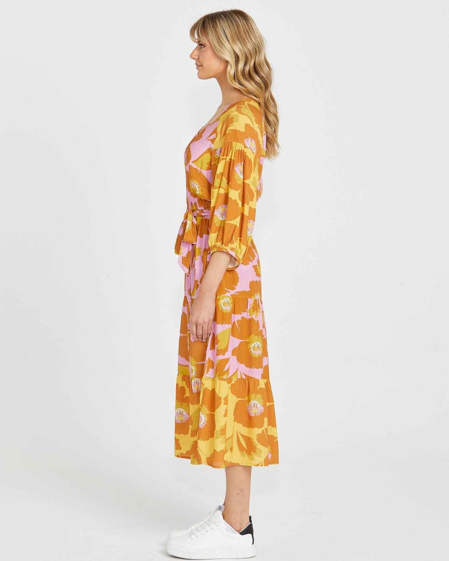 Clothing Sass Clothing | Harper Tiered Midi Dress Multi Floral