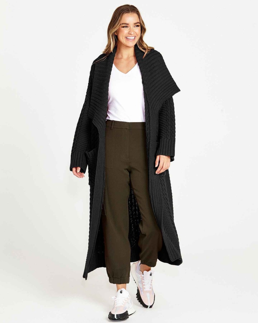 Clothing Sass Clothing | Jacinta Cable Cardi Black