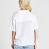 Clothing Sass Clothing | Selena Short Sleeve Button Up Linen-Blend Shirt White