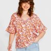 Clothing Sass Clothing | Ashley V-Neck Top Pink Blossom