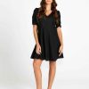 Clothing Sass Clothing | Marnie Button Thru Mini Dress Black