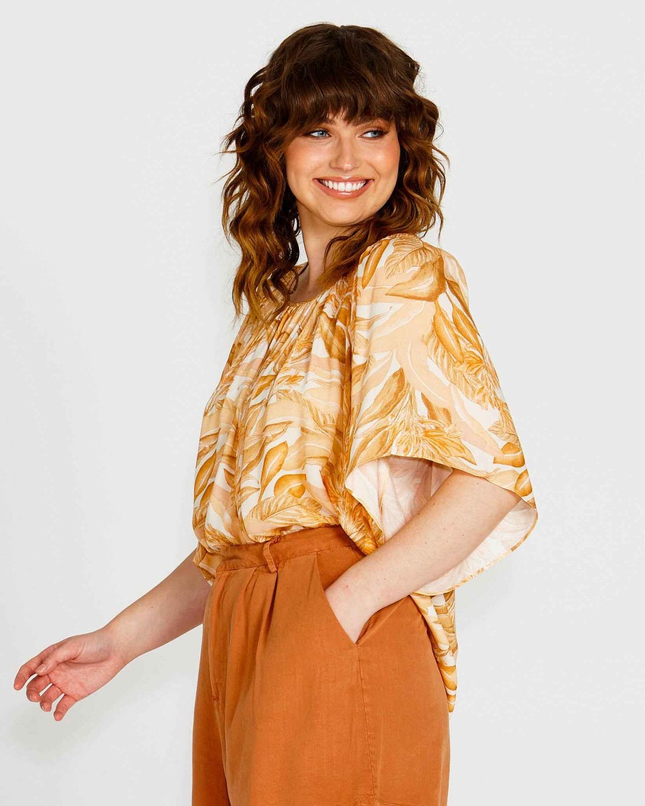 Clothing Sass Clothing | Portia Tunic Smock Top Yellow Palm Springs