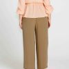 Clothing Sass Clothing | Portia Elasticated Wide Leg Linen-Blend Pants Khaki