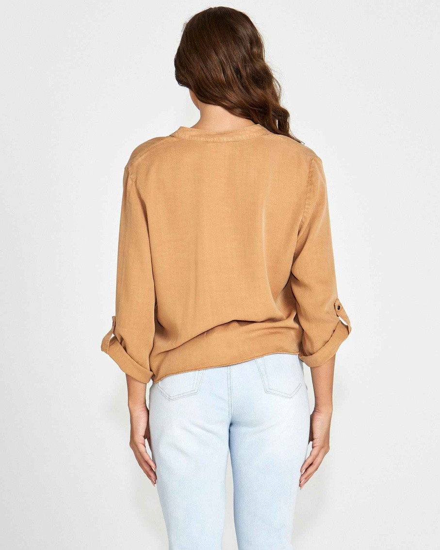 Clothing Sass Clothing | Willow Boxy Shirt Tan