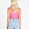 Clothing Sass Clothing | Aria Square Neck Cotton/Linen Tank Pink