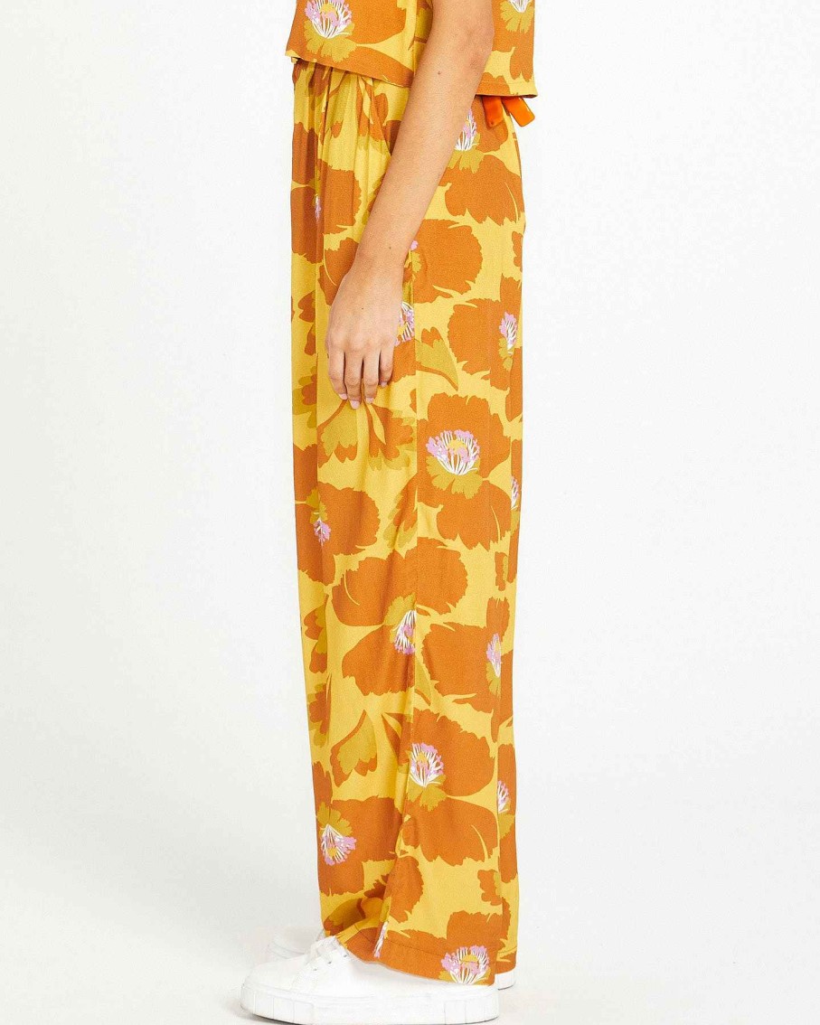 Clothing Sass Clothing | Harper Wide Leg Pant Mustard Floral