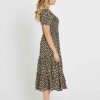 Clothing Sass Clothing | Tegan Shirred Midi Dress Black Floral Ditsy