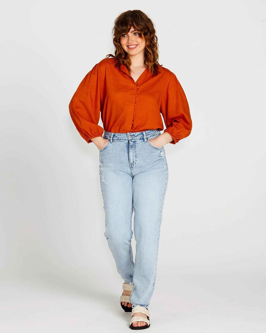 Clothing Sass Clothing | Francesca Relaxed Blouse Rust