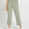 Clothing Sass Clothing | Carolina Straight Leg High Waisted Pant Sage Green