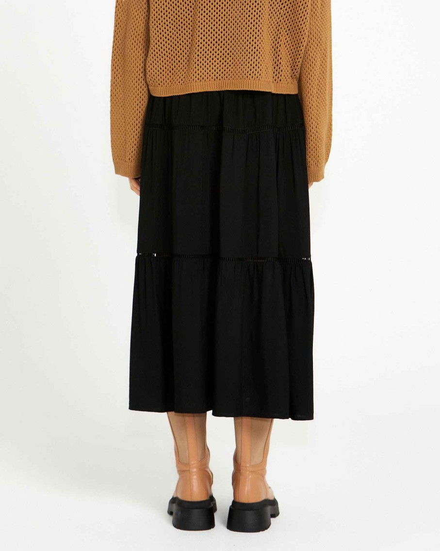 Clothing Sass Clothing | Montana Tiered Skirt Black