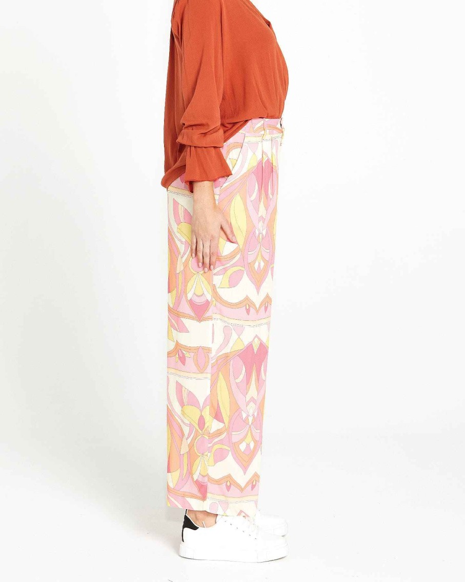 Clothing Sass Clothing | Vivienne Wide Leg Pant Pink Geo