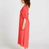 Clothing Sass Clothing | Francesca Puff Sleeve Midi Dress Pink