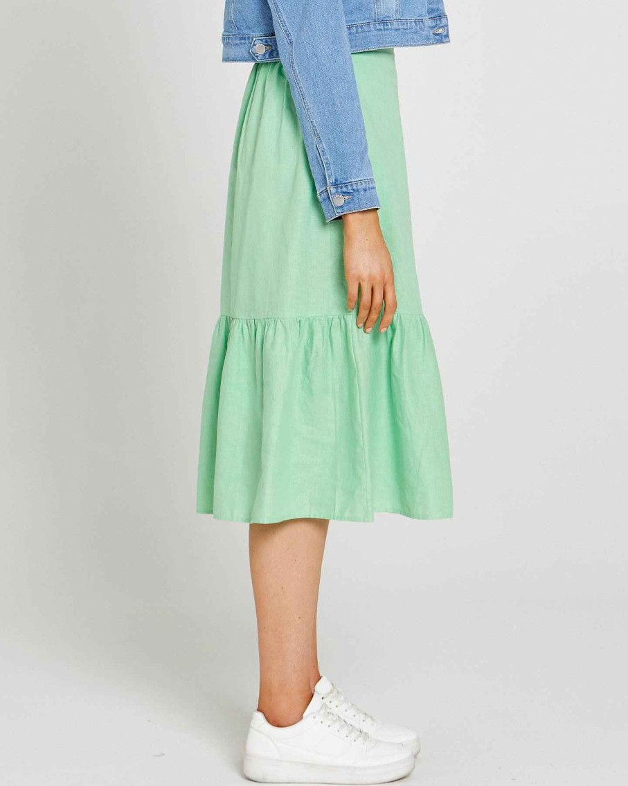 Clothing Sass Clothing | Cassie Frill Hem Skirt Mint