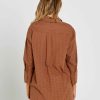 Clothing Sass Clothing | Sofia Oversized Embroidered Shirt Mocha Brown