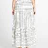 Clothing Sass Clothing | Riley Elastic Waist Tiered Maxi Skirt - White/Black Mono Stripe