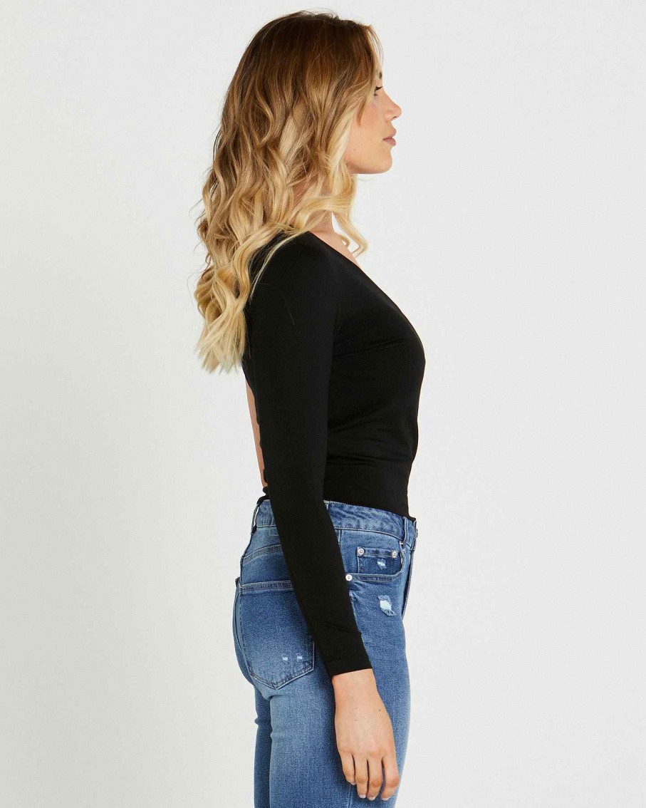 Clothing Sass Clothing | Anna One Sleeve Top Black