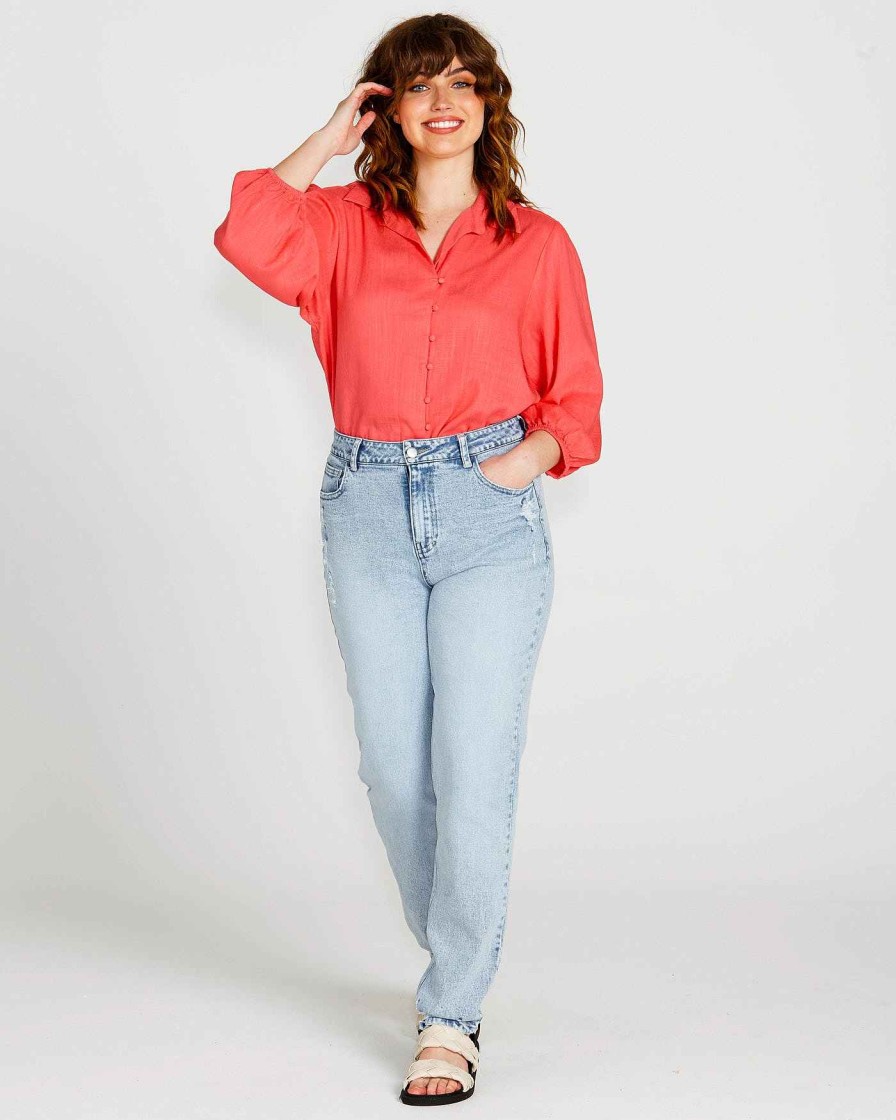 Clothing Sass Clothing | Francesca Relaxed Blouse Pink