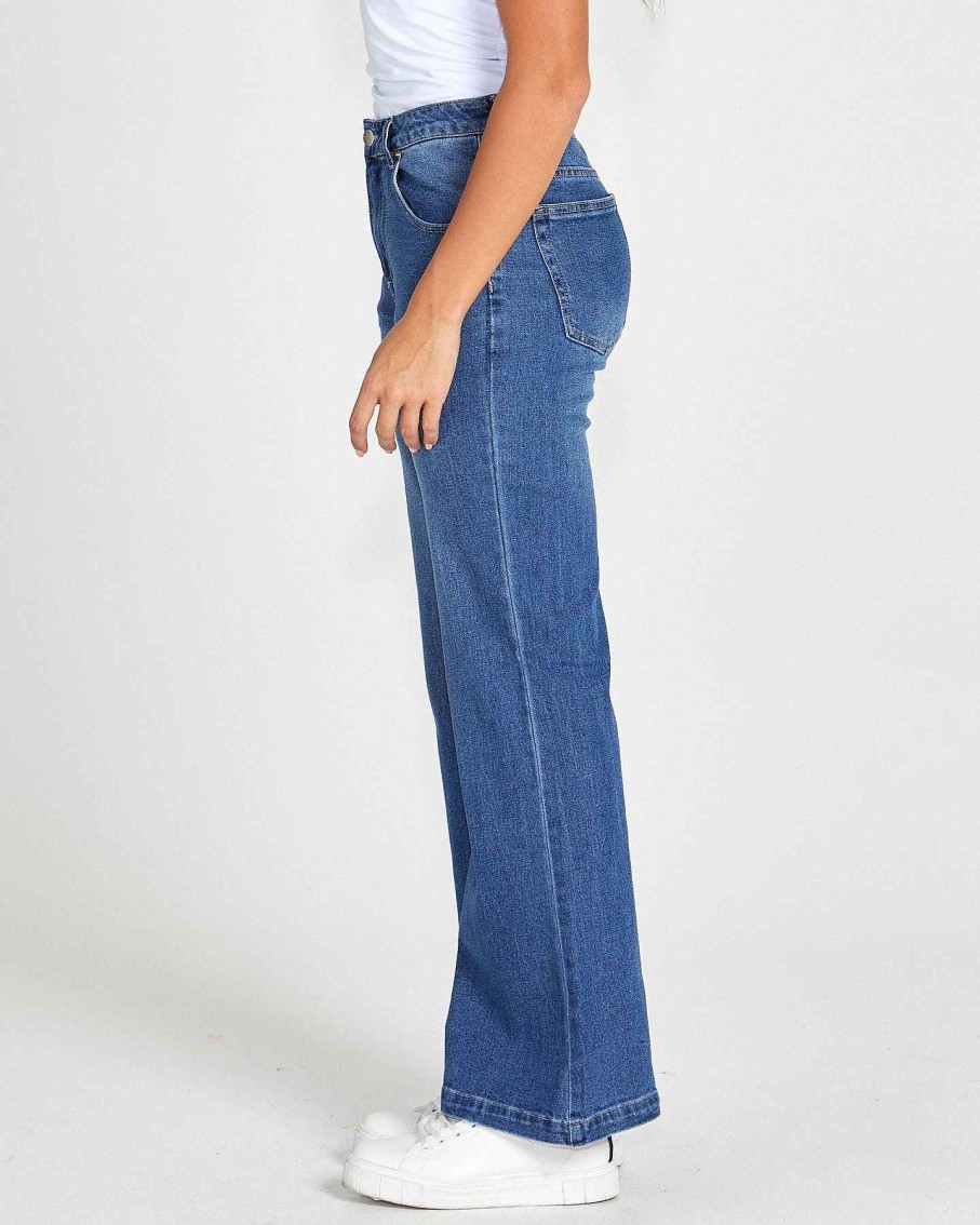 Clothing Sass Clothing | Katie Flare Jean 80 Wash